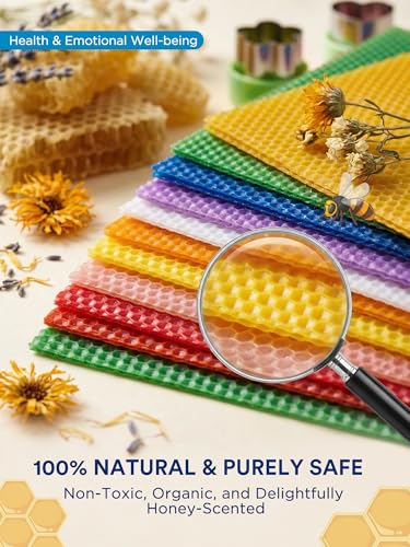 LumaCraft Beeswax Sheets for Candle Making Kit – 16PCS 100% Pure Natural Beeswax Candle Sheets for Rolling Candles – DIY Handmade Candle Making Kit for Family Holiday Party Gift Craft Decor