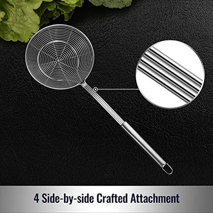 Hiware Solid Stainless Steel Spider Strainer Skimmer Ladle, Kitchen Utensils Wire Strainer Pasta Spoon, 7 Inch - size: 7-inch