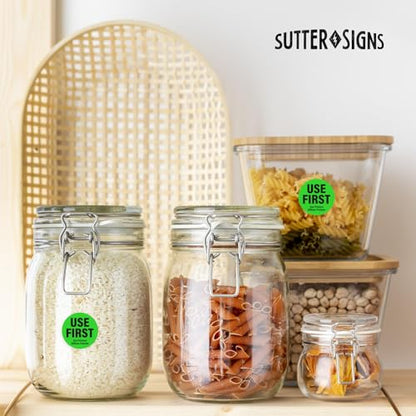 1000 Labels Use First Stickers for Food Service, 1.5-inch Wide, by Sutter Signs - color: Green