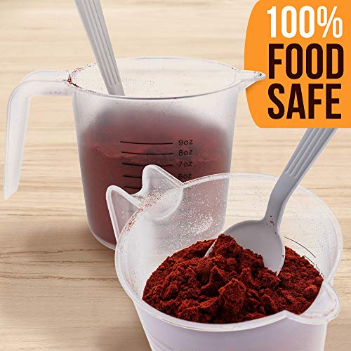 U.S. Kitchen Supply Plastic Measuring Cups with Handles - 8 oz (250 ml) Liquid Measuring Cup Set of 6 - Clear Microwave Safe Kitchen Cups - Measure in mL or Ounces, Measurement Cup for Cooking - size: 8-Ounce
