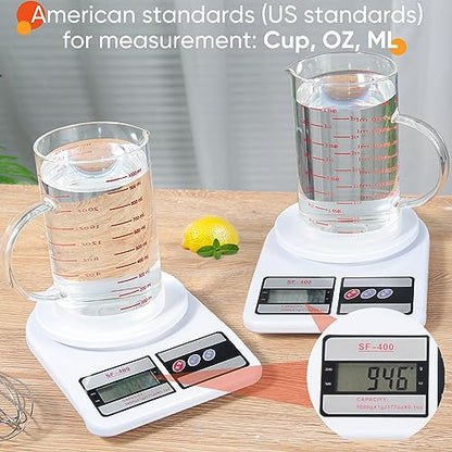 4 Cup Glass Measuring Cup with Handle, 77L High Borosilicate Glass Measuring Cup with V-Shaped and Three Scales (Cup, OZ, ML), Glass Liquid Beaker with Silicone Base, Double-Sided Measure Scales - size: 4 Cup, 1000ML