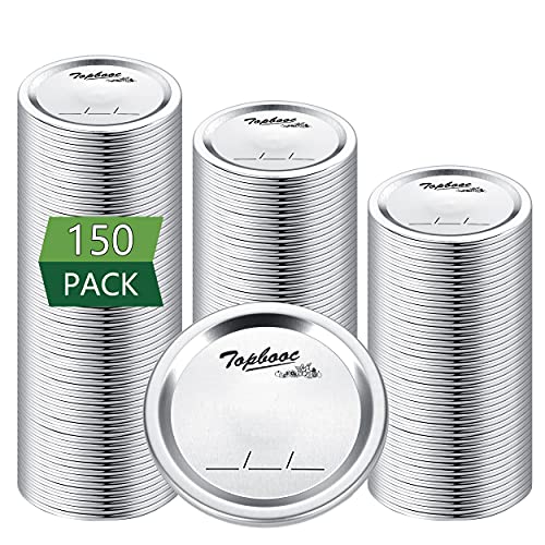 Canning Lids for Ball, Kerr Jars - Split-Type Metal Mason Jar Lids for Canning - Food Grade Material, 100% Fit & Airtight for Regular Mouth Jars (Regular Mouth（150 Pcs）) - size: Regular Mouth (150 Lids)
