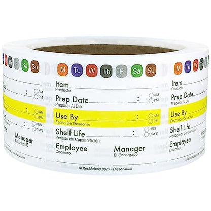 Universal Food Rotation Dissolvable Labels for Food Storage Use by Shelf Life Preparation 2 x 2 Inch, 500 Adhesive Stickers for Organization, Food Rotation, Meal Prep Stickers Dissolve in Water