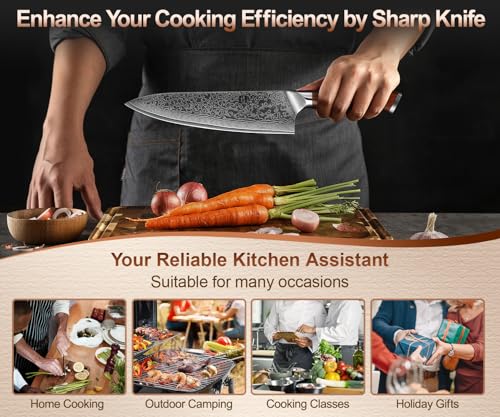 XINZUO Chef Knife 8.3 Inch, VG-10 Super Stainless Steel Gyuto Knife for Professional Chefs and Home Cooking, Ultra Sharp Kitchen Knife with Rosewood Handle - Yu Series - size: 8.3 inch Chef Knife