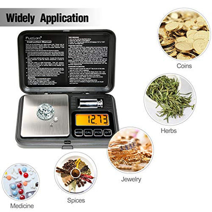 Fuzion Digital Pocket Scale 200g/0.01g, Scale Gram with LCD Display, Tare and PCS, Mini Digital Scale with 50g Calibration Weight for Jewelry, Coins, Powder, Herbs, Spices (Battery Included) - color: Black, size: 200/0.01g