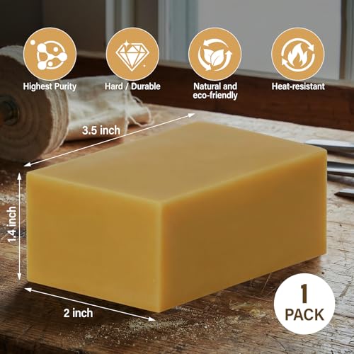 Carnauba Wax for Wood, Pure Carnauba Hard Wax Bar - for Rotary Buffing Wheel & High Gloss Polishing - 3.5" x 2" x 1.4" (4.6 oz)