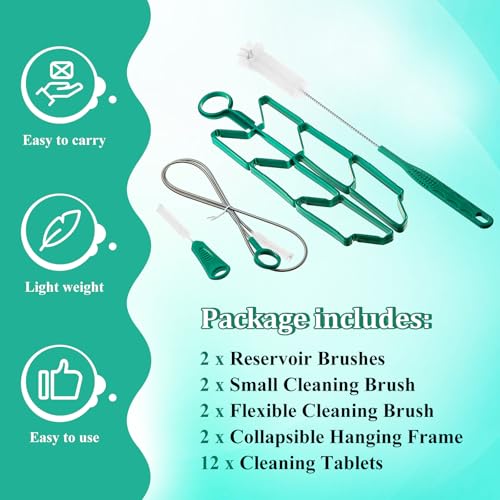 Patelai 8 in 1 Hydration Bladder Cleaning Kit Includes 3 Different Brushes and Drying Collapsible Bladder Frame, Water Reservoir Backpack Cleaning Kit - color: Green