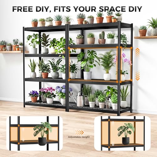 CAMMOO 40''W Storage Shelves, 3200LBS Metal Garage Shelving Unit with Magnetic Lable, Upgraded Structure, Solid Steel, Heavy Duty Adjustable 4 Tier Wire Shelf for Basement, Kitchen, 40"W x 20"D x 60"H - size: 40"W x 20"D x 60"H