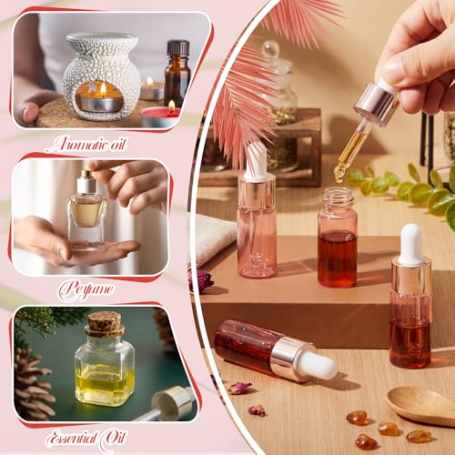 Didaey 100 Pcs 1/2/3/5/10/15 ml Mini Glass Oil Dropper Bottle Bulk, Clear Essential Small Empty Bottles Sample Containers Perfume Liquid Vials with Cap for Traveling (10 ml,Blush Pink) - color: Blush Pink, size: 10 ml