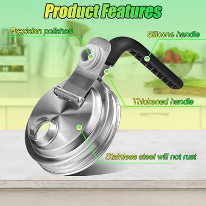 Mason Jar Pour Spout Lid Stainless Steel with Handle, Wide Mouth Pour Spout Flip Cap Lids for Mason Jars, Anticracking Leak Proof Seal Cover Airtight for Drinking Salad Dressing & Food Storing(4PCS) - style: Wide Mouth Stainless Steel Lid with Handle 4 PC