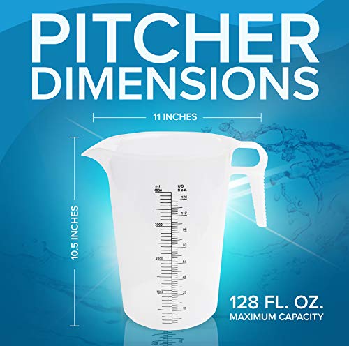 ACCUPOUR 32oz (1 quart) Measuring Pitcher, Plastic, Multipurpose - Great for Chemicals, Oil, Pool and Lawn - Ounce (oz) and Milliliter (mL) Increments (1000 mL) - size: 32oz