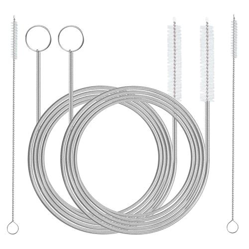 2 Pack 61 inch Long Flexible Drain Cleaning Brush and 2 PCS 7-inch Straw Brush, Suitable for Cleaning Feeding Tubes