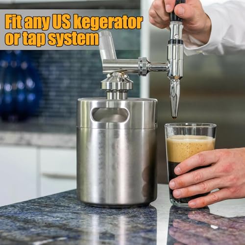 Ferroday Stout Beer Coffee Faucet, All 304 Stainless Steel Nitrogen Coffee Faucet, Homebrew Nitrogen Beer Keg Tap Stout Tap Kegerator Tap with Creamy Plate, Restrictor disc, Plastic Beer Tap Handle