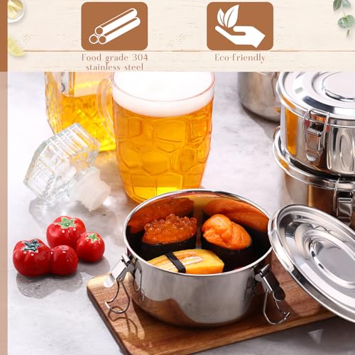 4 Pcs Stainless Steel Bento Box Bulk 22 oz Reusable 304 Stainless Steel Food Storage Containers with Lockable Clips to Leak Proof, Dishwasher Safe - size: 22 oz