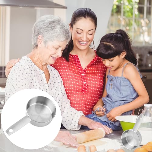 4pcs Measuring Cup Scoops, 4 Sizes Stainless Steel Cup Scoop Set with Scale Tasse a Mesurer for Kitchen Liquid & Dry Ingredients Coffee Cooking Baking Accessories Essentials Utensils Gadgets (Silver)