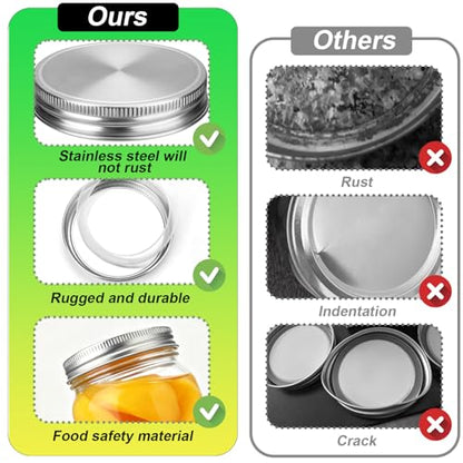 Palksky Mason Jar Lids Stainless Steel for Wide Mouth Mason Jar Lids, 4Pcs Rustproof Mason Jar Caps/Tops - Leakproof & Dishwasher Safe - style: Wide Mouth Stainless Steel Mason Jar Lids 4 PCS