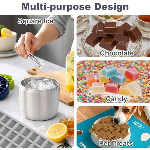 Square Ice Cube Silicone Molds for ice,Candy,72 Cavities | Mini Square Ice Cube Mold Tray, Mini Silicone Chocolate Molds, For Candy, Gummy, Jelly, Jello, Pet Treats, Snacks - color: 72 Cavity Square-Terrace Mold