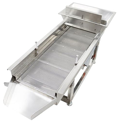 TECHTONGDA Straight Vibrating Sieve Screen Shaker Electric Linear Sifter Machine Stainless Steel One Layer Two Motors 5mm Round Hole Screen Size 11.8×31.5inch 110V - size: 5mm