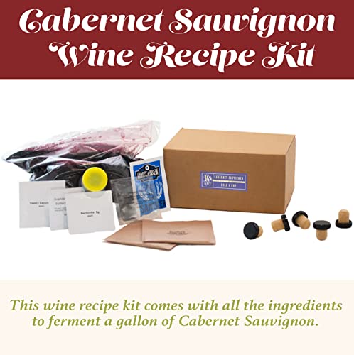 Craft A Brew - Cabernet Sauvignon Wine Recipe Kit - 1 Gallon - Ingredients for Home Brewing Wine - Wine Making Ingredients and Supplies - style: Cabernet Sauvignon