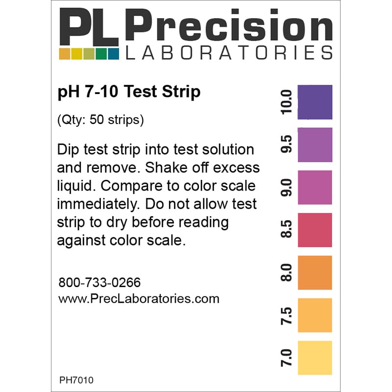 Eisco Labs - pH Test Strips 7-10 Range - Narrow-Range pH Testing Kit with Broad Color Spectrum, 50 Strips