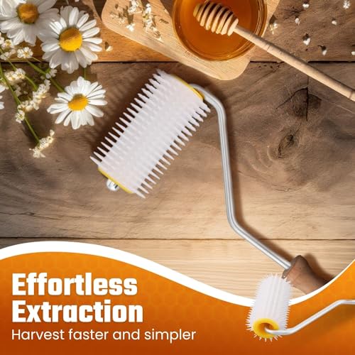 Flexzion Honey Uncapping Needle Roller – Propolis & Honey Beekeeping Tools Supplies for Harvesting - 5-Inch Hardwood Handle Uncapper for Honeycomb Roller Brush Extraction