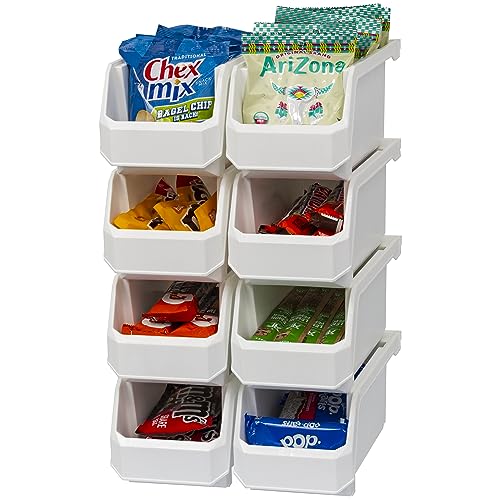 ReadySpace Plastic Containers for Organizing and Storage Bins for Closet, Kitchen, Office, Garage or Pantry Organization, Stackable Bins, Medium (11" x 5" x 5.5"), 8-Pack, White - color: White, size: Medium, 8-Pack