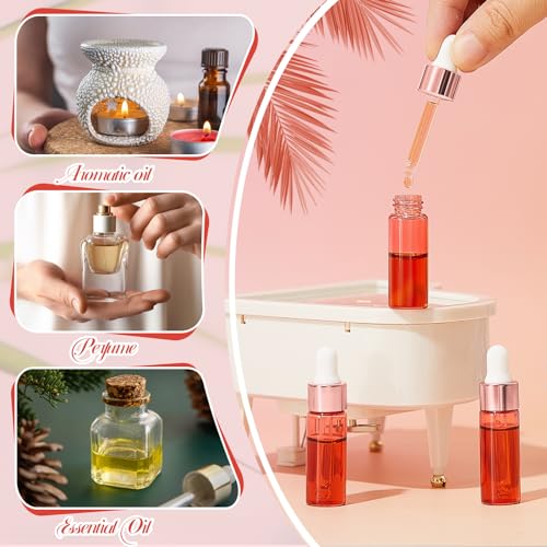Didaey 100 Pcs 1/2/3/5/10/15 ml Mini Glass Oil Dropper Bottle Bulk, Clear Essential Small Empty Bottles Sample Containers Perfume Liquid Vials with Cap for Traveling (5 ml,Blush Pink) - color: Blush Pink, size: 5 ml