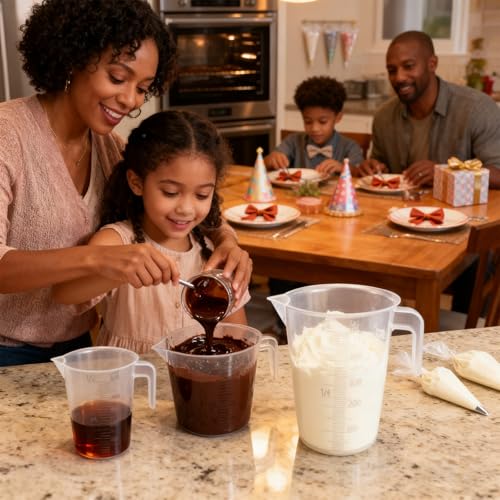 Multi-Purpose Measuring Cup Set - 1/2/4 Cup BPA-Free Unbreakable Plastic - Stackable Dishwasher Safe - Liquid/Solid Measurement - Kitchen Essential - size: 3-Piece Set (1/2/4-Cup)