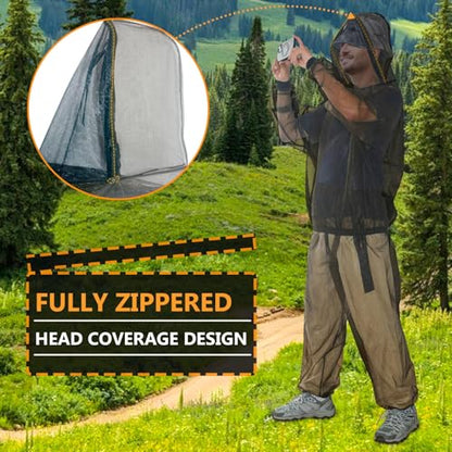 Mosquito Suit Net Bug Mesh Pants Jacket with Hood From Bugs Whole Body Proof Clothing for Outdoor Protection - size: L/XL(180-190CM)