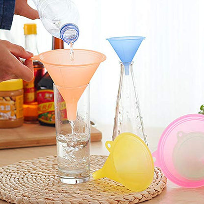 Plastic Funnel Set Funnels, Multipurpose Funnels Wide Mouth Funnel, Rainbow Colours Kitchen Suitable for a Variety of Bottles, Cans(5Pcs, Various Sizes)