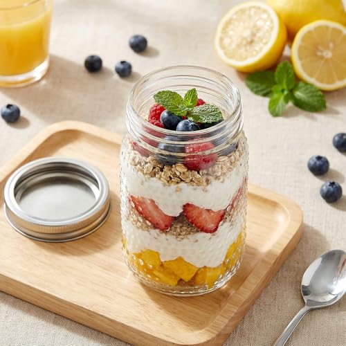 SUT Wide Mouth Mason Jars 32 oz,9 Pack Quart Mason Jars With Airtight lids and Bands,Canning Jars 32 oz for Preserving,Meal Prep,Overnight Oats - color: Dot