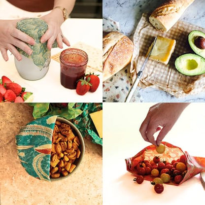 Beeswax Wraps for Food - The Kitchen Collection - Organic Cotton Beeswax Wrap - Reusable Beeswax Food Wrap - Plastic Wrap/Sandwich Bags Alternative - 4 Pack, S, M, L & XL - color: 4 Pack (S, M, L, XL)