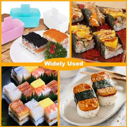 TAORISH Musubi Mold, 3 Pack Musubi Maker Press, Non-Stick Onigiri Mold Maker Sushi Press Mold for Musubi Home DIY, Kid Lunch Bento (with 3 Rice Ladles) - color: 3 Pcs Multicolor