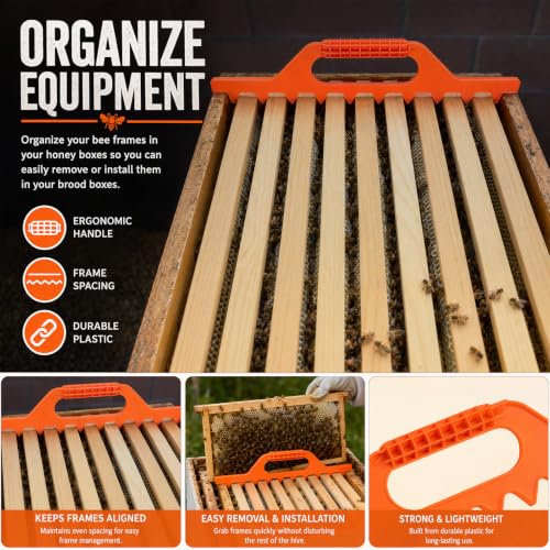 Bee Hive Frame Spacer Tool, 9 Frame Spacer for Spacing in a 10 Frame Sized Box, Beekeeping Accessories, Plastic Hive Frame Spacer, Orange, 41 x 9.6cm (16.14 x 3.78 inches)