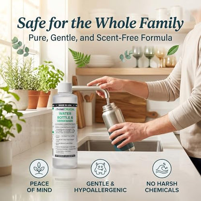 Think Crucial Bottle Blaster - 47-Use Water Bottle Cleaning Concentrate - Made in USA - Compatible with Stanley, YETI, Hydro Flask, CamelBak - 8 oz