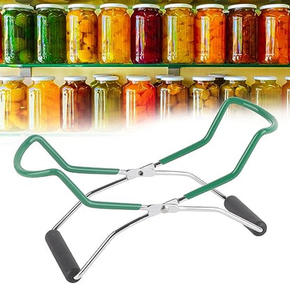 flexman Canning Jar Lifter, Multifunctional Stainless Steel Antiscalding Tray Dish Clamp with Grip Handle, Kitchen Tool for Homes Restaurants Collect Cans (Green) - color: Green