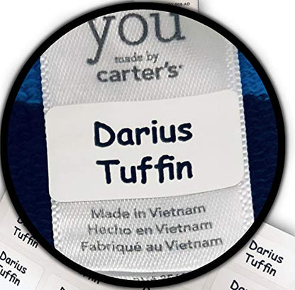 60 Waterproof Name Stickers - No-Iron, Just Stick Name Labels in Clothing or on Property