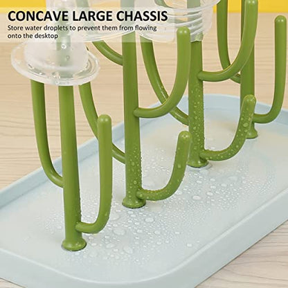 Bottle Drying Rack,Drying Rack for Kitchen Counter,Detachable Bottle Dryer Holder with Base.for Nipples,Cups,Pump Parts and Accessories(Green) - color: Green