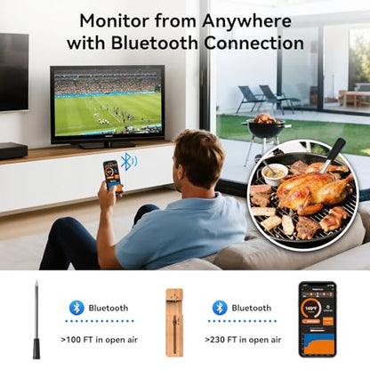 Newise Bluetooth Wireless Meat Thermometer with Smart APP, Long Range & Fast Charge, Digital Food Thermometer for Grill, Oven, Smoker, Perfect Father Day Gifts - style: 1 Probe