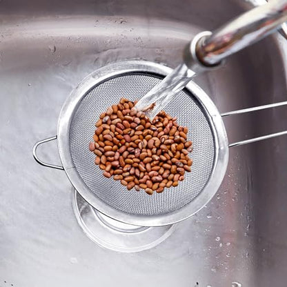 HIC Kitchen Fine Mesh Strainer With Helper Handle, 18/8 Stainless Steel, 6-Inch, For Sifting, Draining, And Straining Pasta, Vegetables, Stocks, And Sauces, Set of 2 - size: Mesh, 6-Inch, Set/2