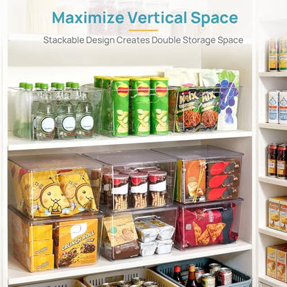 Vtopmart 4 Pack Extra Large Clear Stackable Storage Bins with Lids, 11inch Organizer Bins with Handle for Onions and Potatoes, Plastic Containers for Pantry, Freezer, Kitchen, Closet Organization - size: With Lid