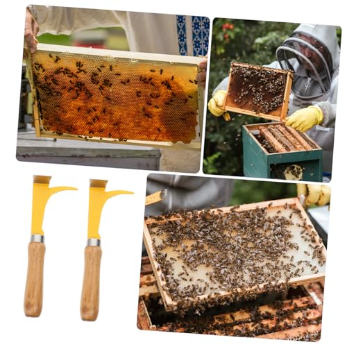 2pcs Bee Hive Scraping Tools Wooden Handle Bee Honey Cutters Beekeeping Tool