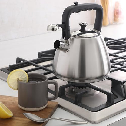 Mr. Coffee Armidale 2.5QT Whistling Tea Kettle, Large Brushed Stainless Steel Kettle for Stovetop, Durable Fast-Boil Tea Pot - color: Brushed Satin (Armidale), size: 2.6 Quarts