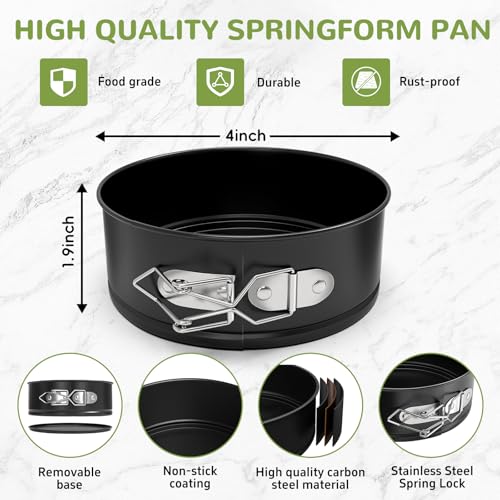 ZeroPone 4 Inch Mini Springform Pan, Non-stick Cheesecake Pan, Spring Form Pans for Baking, Springform Pans with Removable Bottom, Round Cake Pans, Small Cake Mold for Mini Cheesecake Pizza - size: 4 Inch