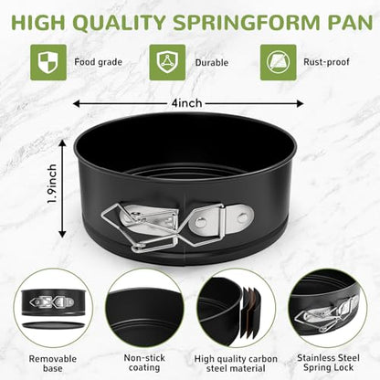 ZeroPone 4 Inch Mini Springform Pan, Non-stick Cheesecake Pan, Spring Form Pans for Baking, Springform Pans with Removable Bottom, Round Cake Pans, Small Cake Mold for Mini Cheesecake Pizza - size: 4 Inch