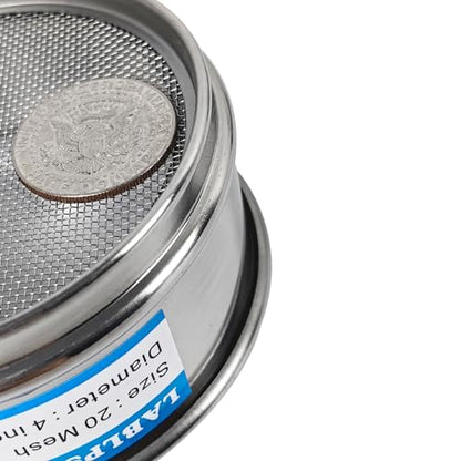 20 Mesh Lab Sieves 4" Diameter 304 Stainless Steel Wire Cloth Test Sieve for Industrial Laboratory Home - size: 20 mesh