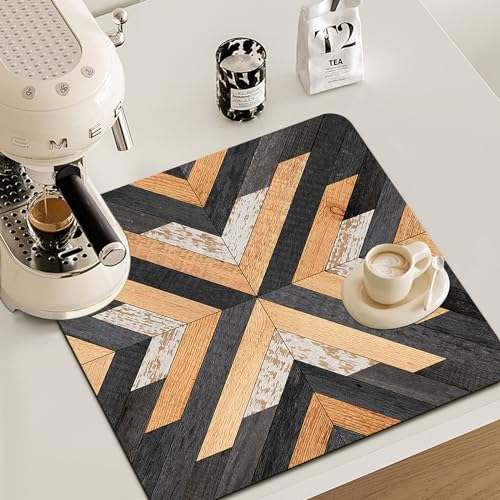 Boho Western Dish Drying Mat - Southwestern Aztec Tribal Absorbent Dish Drying Mat for Kitchen Counter, Coffee Maker Mat for Countertops, Dish Rack Drainer Mat, 16x17.5 Inch -3