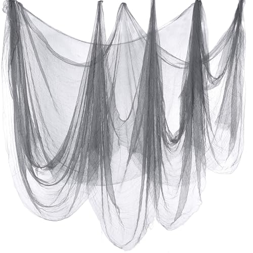 Boao Halloween Cheese cloth 39.37 x 393.7 Inch Gray Cheesecloth Roll for Crafts Large Cotton Muslin Gauze Fabric for Halloween Outdoor & Indoor Spooky Decoration - color: Gray, size: 39.37 x 393.7 Inch