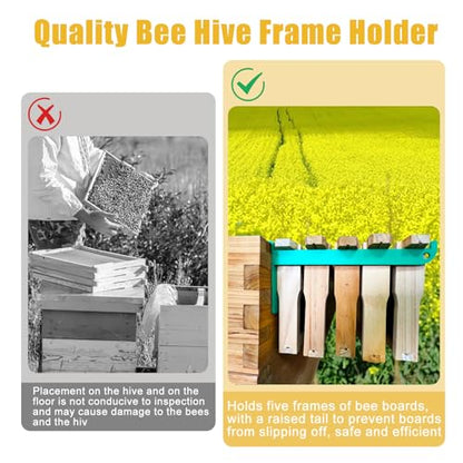 4 Pcs Bee Frame Holder, 5 Frame Capacity Painted Beekeeping Frame Support Bracket, Portable Beekeeping Frame Inspection Bracket Tool, Bee Boxes and Frames Starter Kit - color: Calm Moist Green-4