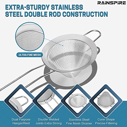 Upgraded 3.3" 304 Stainless Steel Fine Mesh Strainers for Kitchen, Cocktail Strainer Tea Coffee Juice Strainer Food Strainer Mini Sieve Strainer, Silver - color: Silver